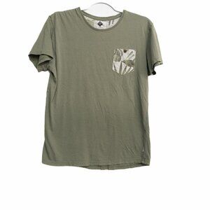 1991 Mens Light Gray Green Cotton T Shirt 1 Pocket Crewneck Short Sleeve S